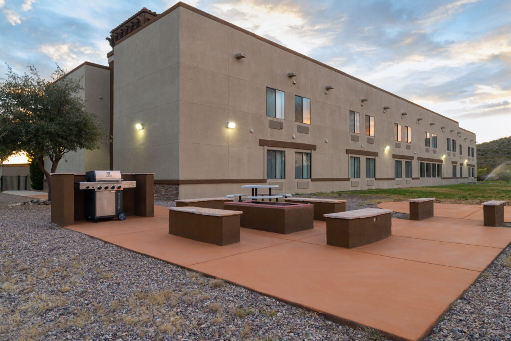 Hotel exterior patio